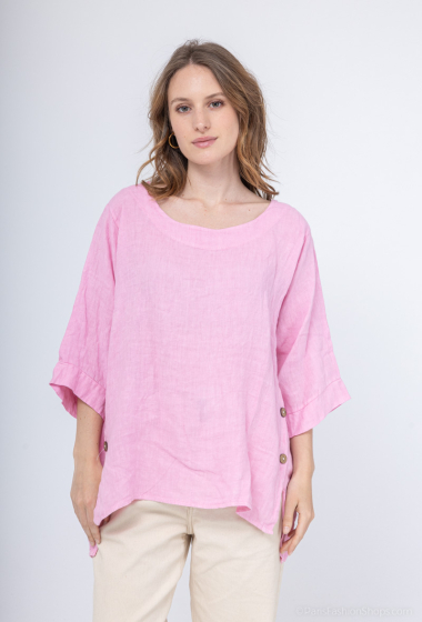 Wholesaler NOTA BENE - Plain top with front buttons, in Linen