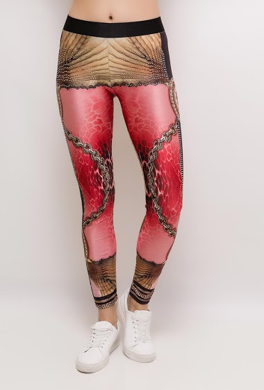 Leggings with printed chains and strass