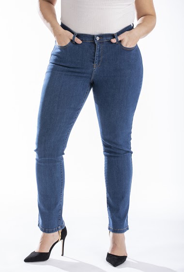 Großhändler Ober - Gerade geschnittene Denim-Jeans mit hoher Taille