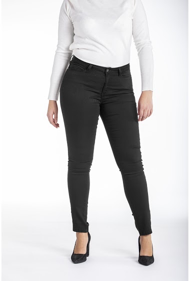 Grossiste Ober - Jeans slim taille haute stretch noir