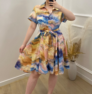 Wholesaler Olyto - PRINTED DRESS WITH GOLD
