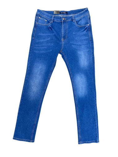 Wholesaler Omnimen - Large Size Washed Blue Zip Jeans 0581