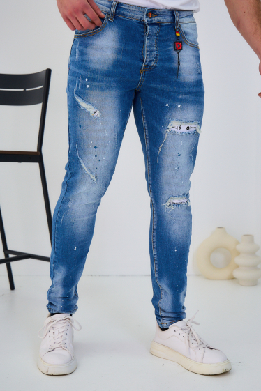 Wholesaler Omnimen - Men's Ripped Stained Jeans