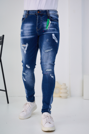 Mayorista Omnimen - Jeans de hombre lavados, rotos y manchados W245