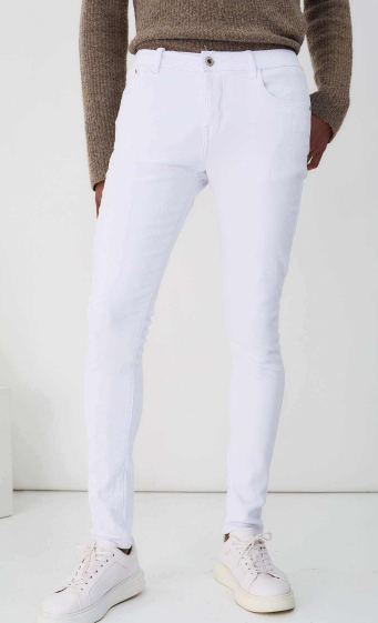 Wholesaler Omnimen - Men's Stretch Slim Fit Jeans White