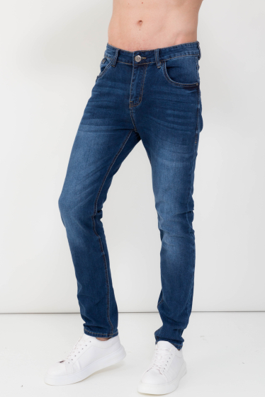 Großhändler Omnimen - Schmale, verwaschene blaue Jeans mit Reißverschluss 0593