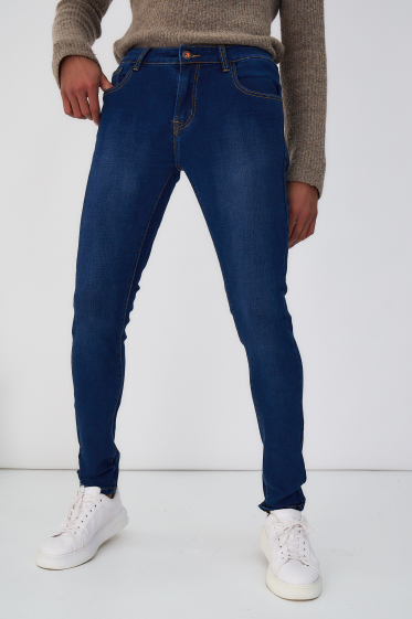 Grossiste Omnimen - Jeans Slim Homme Bleu Délavé