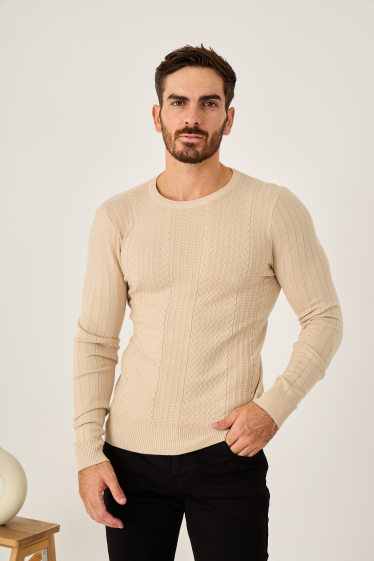 Grossiste Omnimen - Pull maille col rond