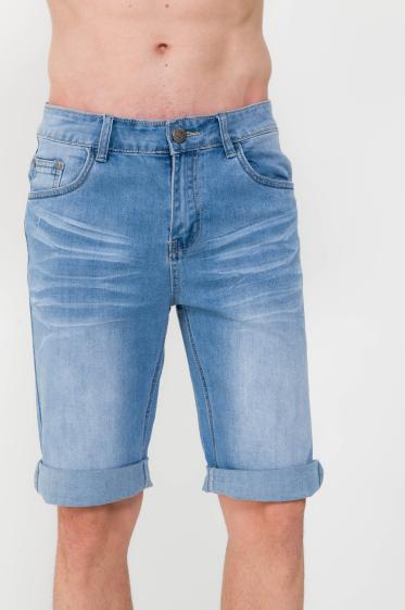 Mayorista Omnimen - Shorts de mezclilla azul claro lavado