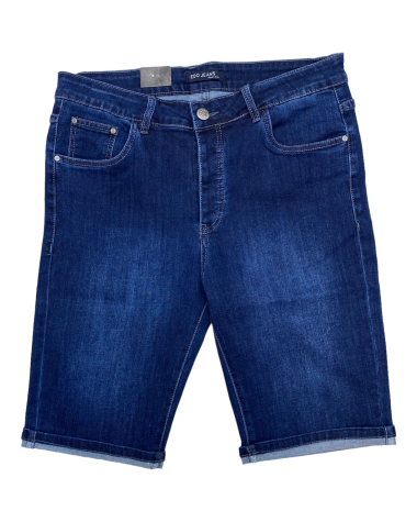 Grossiste Omnimen - Short en Jeans  Grand Taille Bleu Délavé
