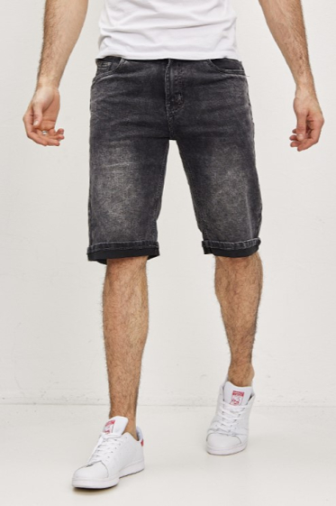 Grossiste Omnimen - Short en jeans gris délavé