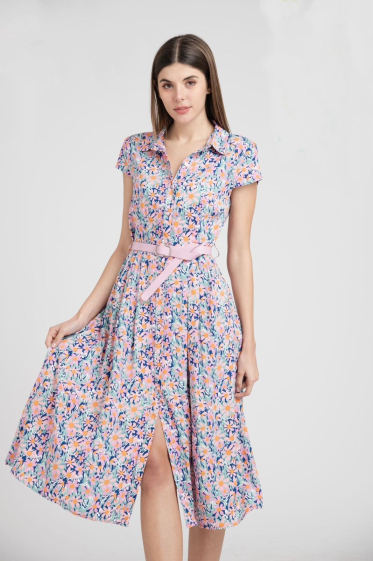 Wholesaler OOKA - Floral shirt dress