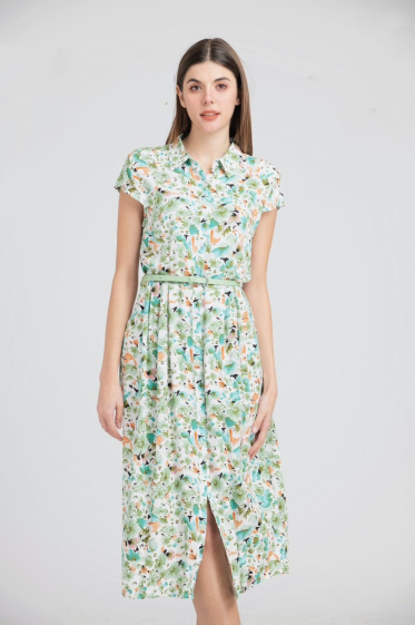 Wholesaler OOKA - Floral shirt dress