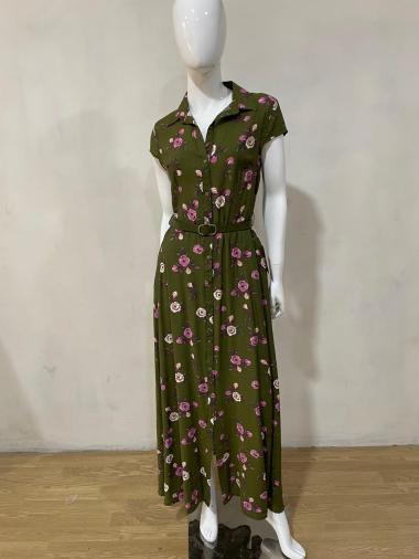 Wholesaler OOKA - Long printed shirt dress