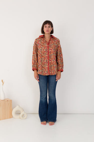 Wholesaler Orice - Bohemian floral cotton shirt