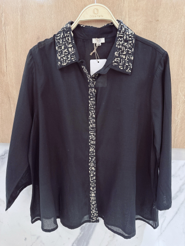 Wholesaler Orice - Plain cotton shirt with 3/4 sleeves