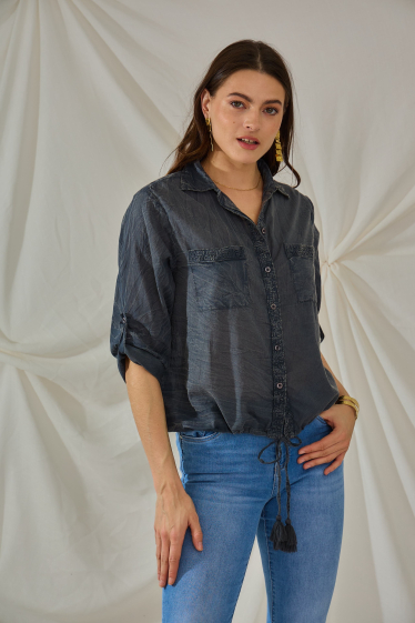 Wholesaler Orice - Long-sleeved plain cotton shirt