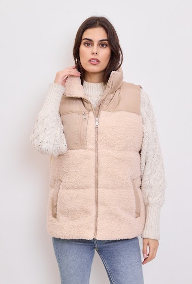 Wholesalers Orice - Sleeveless puffer jacket Sheepskin look