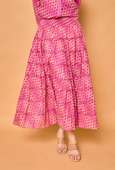 Wholesaler Orice - Bohemian long cotton smocked skirt