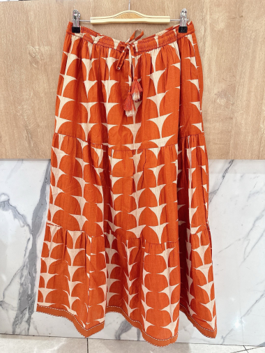 Wholesaler Orice - Long bohemian skirt in Lurex