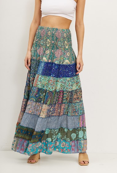 Printed mix Skirt Strapless dress and hairband PATCHWORK