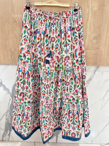 Wholesaler Orice - Bohemian cotton mid-length skirt