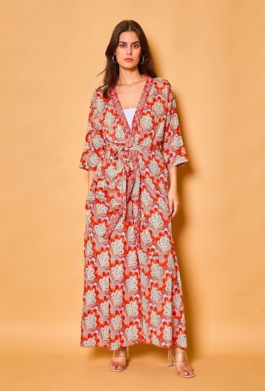 Mayorista Orice - Kimono longitud media y cinta estampados