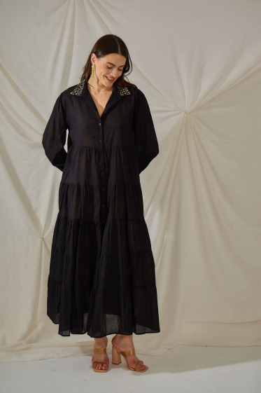 Grossiste Orice - Maxi robe bohème en coton uni