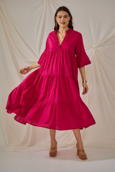 Grossiste Orice - Maxi robe en coton uni