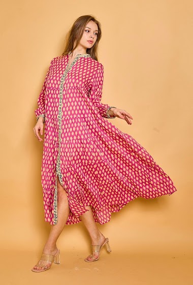 Wholesaler Orice - Printed bohemian shirt dress