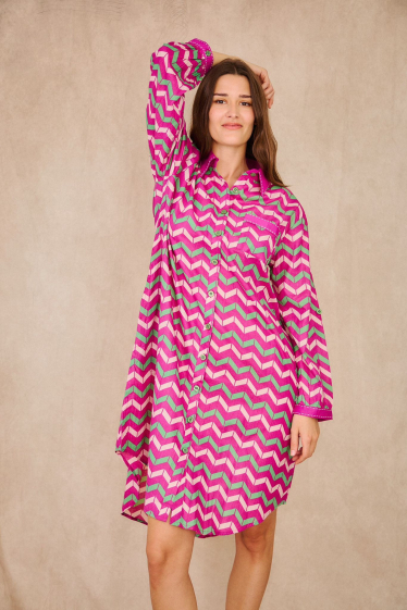 Wholesaler Orice - Printed bohemian shirt dress LUREX