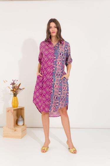 Wholesalers Orice - Printed bohemian shirt dress