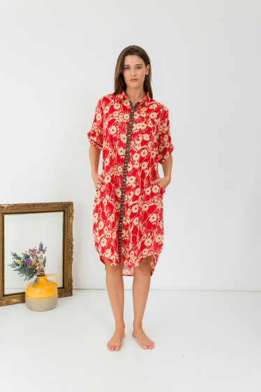 Wholesaler Orice - Bohemian printed shirt dress