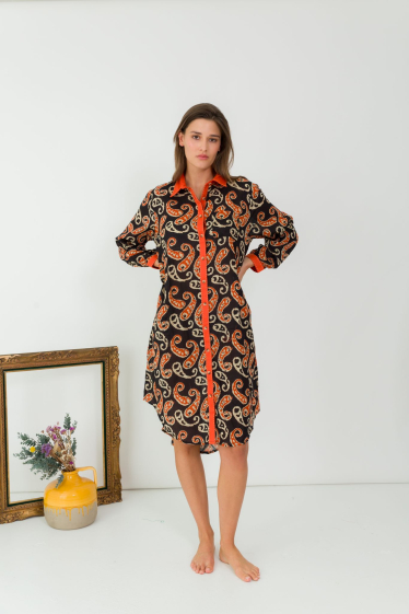 Großhändler Orice - Hemdblusenkleid aus Baumwolle mit Print