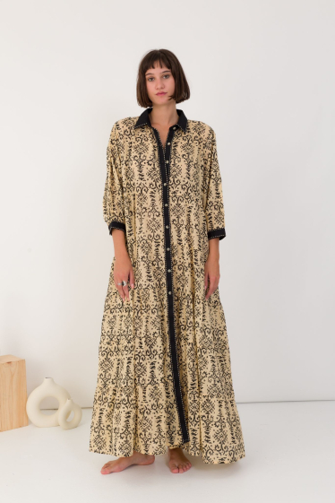 Grossiste Orice - Robe chemise longue  coton épais
