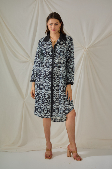 Wholesaler Orice - Mid-length bohemian cotton shirt dress