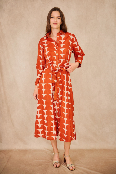 Großhändler Orice - Mittellanges Hemdblusenkleid aus Baumwolle