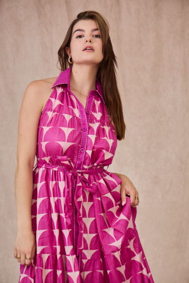Großhändler Orice - Ärmelloses Hemdblusenkleid aus Baumwolle