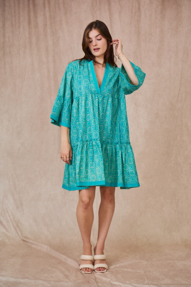 Wholesaler Orice - Short dress with cotton pattern