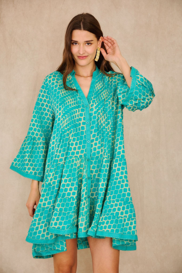 Wholesaler Orice - Short bohemian patterned dress