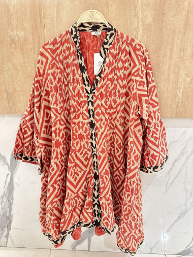 Wholesaler Orice - Short bohemian dress in lined cotton