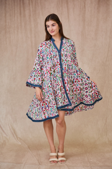 Wholesaler Orice - Short bohemian cotton dress