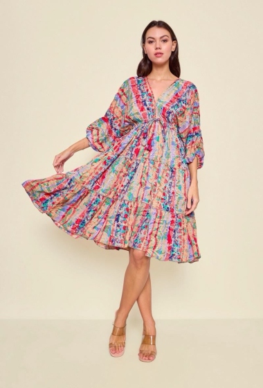 Wholesaler Orice - Short bohemian silk dress
