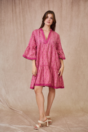 Wholesaler Orice - Short patterned cotton dress