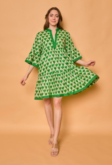 Wholesaler Orice - Short dobby cotton dress
