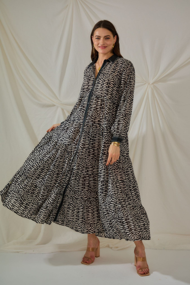 Grossiste Orice - Robe en coton manches longues en coton
