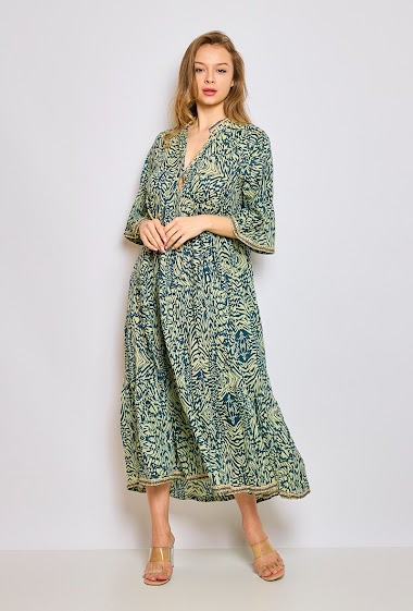Wholesalers Orice - Printed dress Sleeves ¾