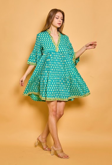 Wholesalers Orice - Printed dress Sleeves ¾