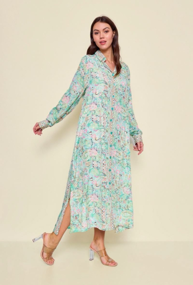 Wholesaler Orice - Long-sleeved silk maxi dress