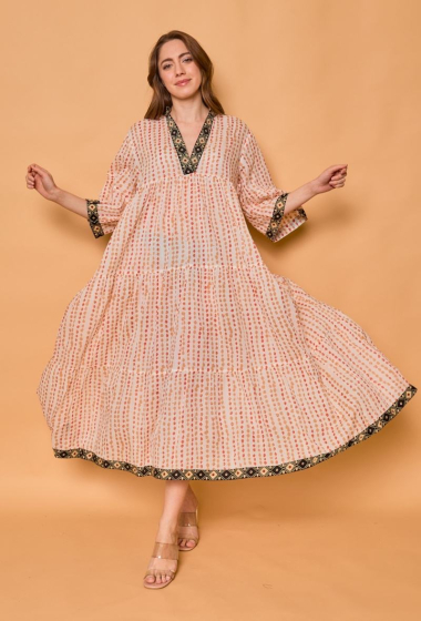 Großhändler Orice - Langes Kleid aus Baumwolle mit Bohemian-Muster